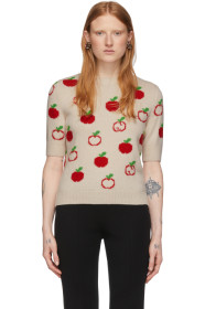 Gucci - Off-White Jacquard GG Apple Half-Sleeve Sweater