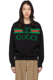 Gucci - 黑色大廓形徽标套头衫