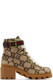 Gucci - Beige Wool GG Ankle Boots