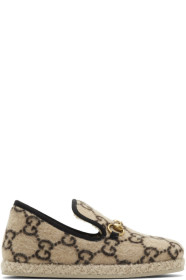 Gucci - Beige Wool GG Covered Fria Loafers