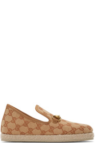 Gucci - Beige & Brown GG Fria Loafers
