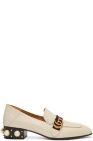 Gucci - White Peyton Pearl Loafer Heels