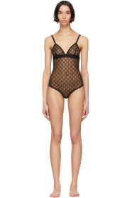 Gucci - Black Tulle GG Bodysuit