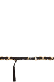 Gucci - Black & Gold Round Buckle Belt