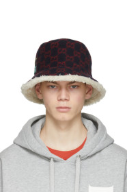 Gucci - Navy & Red Wool GG Bucket Hat