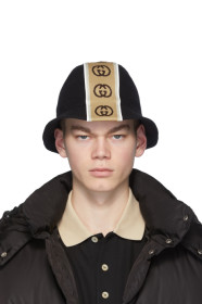 Gucci - Black Logo Stripe Bucket Hat