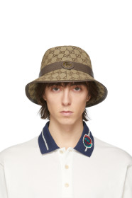 Gucci - Chapeau beige et brun GG Supreme