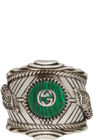 Gucci - Bague argentée et verte 'Gucci Garden'