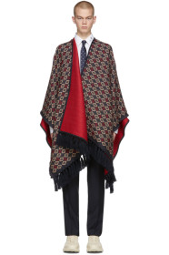 Gucci - Navy & Red Wool Poncho