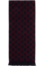 Gucci - Navy Wool GG Scarf