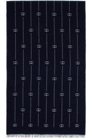 Gucci - Navy & White Wool Scarf