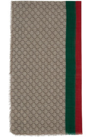 Gucci - Beige Wool GG Web Scarf