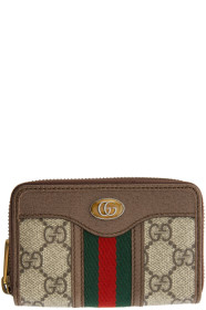 Gucci - ベージュ & ブラウン オフィディア ジップ アラウンド カード ホルダー