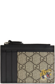 Gucci - Black & Beige GG Tiger Card Holder