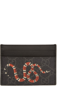Gucci - ブラック & グレー GG スプリーム キングスネーク カード ホルダー