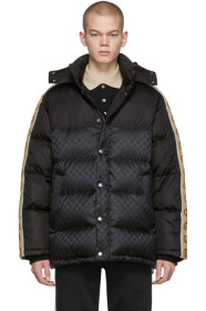 Gucci - Black Down 'GG' Jacquard Coat