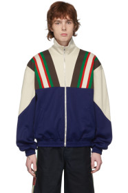 Gucci - ブルー & オフホワイト トラック ジャケット