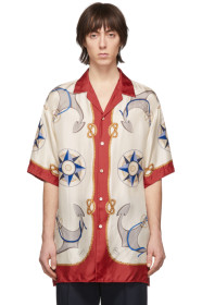Gucci - Chemise en soie multicolore Compass Rose