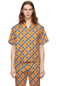 Gucci - Blue & Orange GG Quatrefoil Short Sleeve Shirt