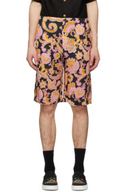 Gucci - Black & Pink Eige Print Shorts