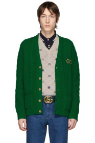 Gucci - Cardigan en laine vert GG