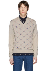Gucci - Pull en laine blanc cassé GG Bee