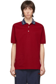 Gucci - Polo à col brodé rouge
