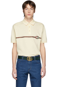 Gucci - Polo en piqué blanc cassé GG