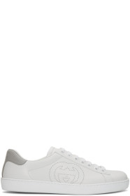 Gucci - White & Grey Interlocking G New Ace Sneakers