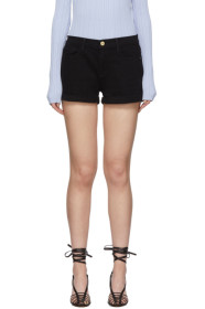 Frame - Black Denim 'Le Cutoff' Cuffed Shorts