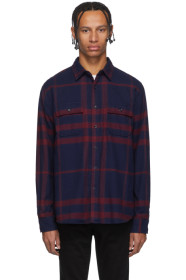 Frame - Navy Refined Plaid Shirt