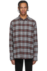 Frame - Grey & Burgundy Brushed Plaid Shirt