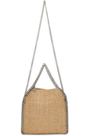 Stella McCartney - 黄褐色迷你 Falabella 编织托特包