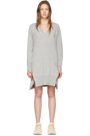 Stella McCartney - Grey Cashmere V-Neck Sweater Dress