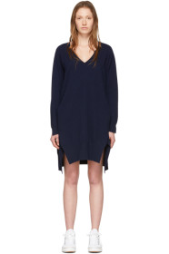 Stella McCartney - Navy Cashmere V-Neck Sweater Dress
