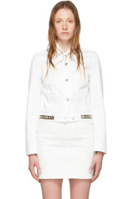 Stella McCartney - White Denim Cropped Logo Band Jacket