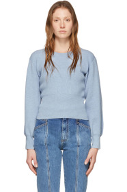 Stella McCartney - Blue Cashmere Slashed Sleeve Crewneck Sweater