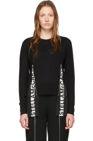 Stella McCartney - Black Wool Logo Band Crewneck Sweater