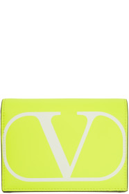 Valentino - 黄色 VLogo Flap French 钱包