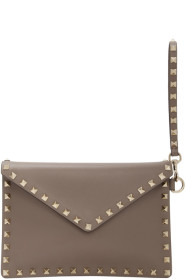 Valentino - Grey Valentino Garavani Medium Rockstud Flat Pouch