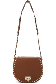 Valentino - Brown Valentino Garavani Small Rockstud Saddle Bag