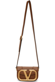 Valentino - Tan Valentino Garavani Small Super VLogo Shoulder Bag