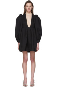 Valentino - Black Wool & Silk Balloon Sleeve Short Dress