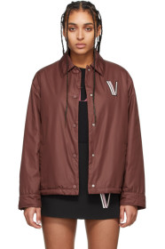 Valentino - Burgundy Button Down Poplin Jacket
