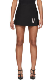 Valentino - Black Sheepskin Logo Shorts