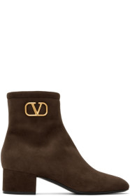 Valentino - Brown Valentino Garavani VLogo Boots