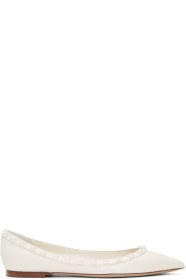 Valentino - White Valentino Garavani Tonal Rockstud Ballerina Flats