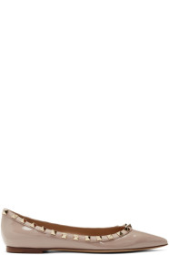 Valentino - Pink Valentino Garavani Patent Rockstud Ballerina Flats