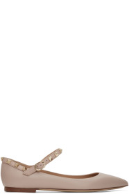 Valentino - Pink Valentino Garavani Ankle Strap Rockstud Ballerina Flats
