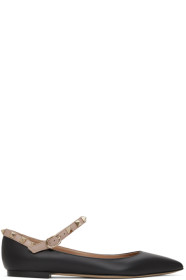 Valentino - Black Valentino Garavani Ankle Strap Rockstud Ballerina Flats